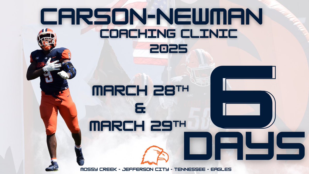 Clinic Countdown ❕6️⃣ Days 🦅

Option Offense ✍🏽 
Defense ✍🏽 
Special Teams ✍🏽 
 
✌🏽Practices 
🙌🏽 FCA

Register: bit.ly/cnclinic

#TalonsUp #Brotherhood #ComeToTheCreek #ClinicAtTheCreek