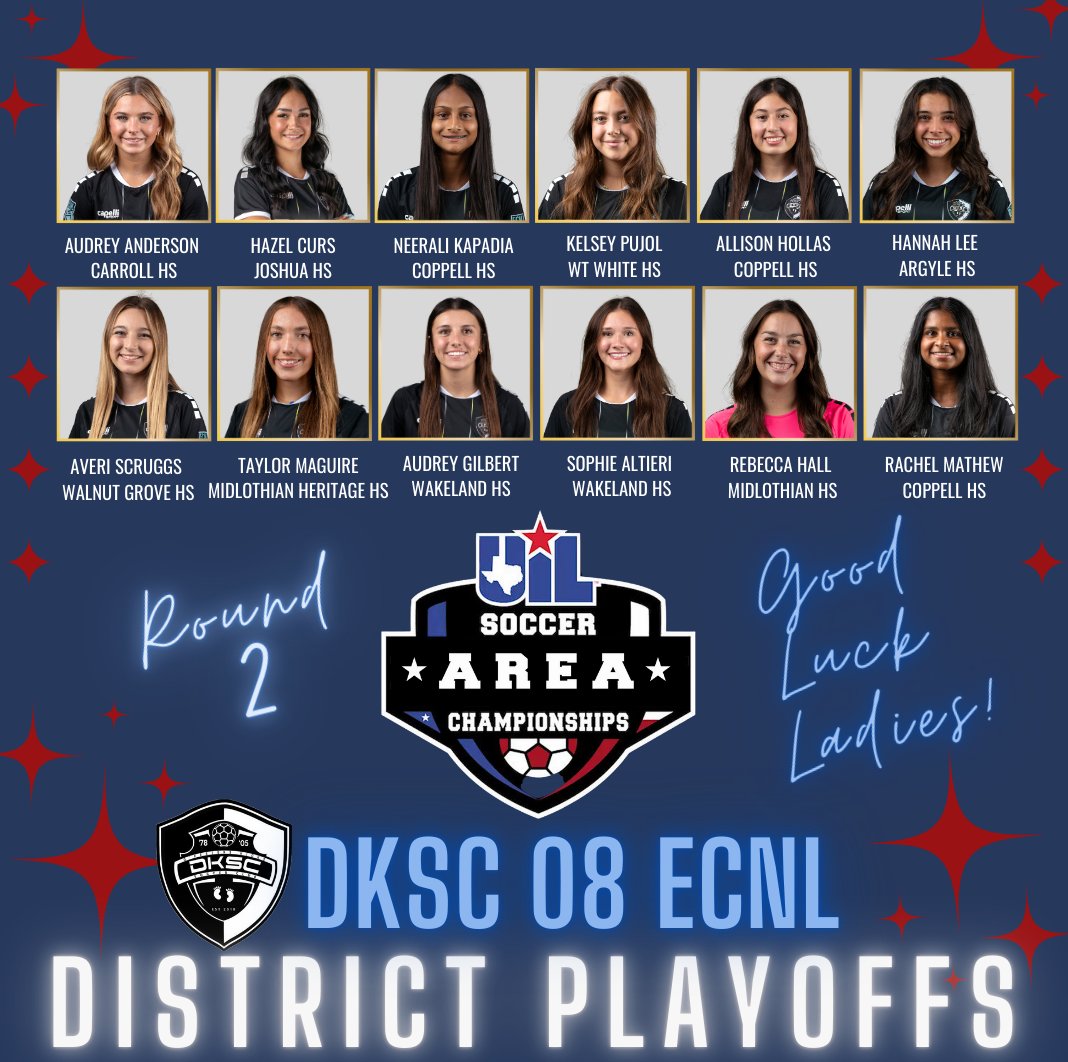 DKSC 08g ECNL (@dksc_08_ecnl) on Twitter photo 🏆Congrats to our Bi-District Champs‼️
Good luck 🍀 in Round 2️⃣ of UIL Area Playoffs!
#DKSCSTRONG #DKSCPROUD
<a href="/DKSC_official/">D'Feeters Kicks Soccer Club</a> <a href="/JorgeHervert8/">Jorge Hervert</a> <a href="/MaxPrepsTX/">Texas MaxPreps</a> <a href="/ECNLgirls/">ECNL Girls</a> <a href="/ImCollegeSoccer/">College Soccer Truth ™</a> <a href="/ImYouthSoccer/">ECNL/GA/Recruiting/College Soccer</a> <a href="/TopDrawerSoccer/">TopDrawerSoccer</a> <a href="/TheSoccerWire/">SoccerWire</a> 🏆Congrats to our Bi-District Champs‼️
Good luck 🍀 in Round 2️⃣ of UIL Area Playoffs!
#DKSCSTRONG #DKSCPROUD
<a href="/DKSC_official/">D'Feeters Kicks Soccer Club</a> <a href="/JorgeHervert8/">Jorge Hervert</a> <a href="/MaxPrepsTX/">Texas MaxPreps</a> <a href="/ECNLgirls/">ECNL Girls</a> <a href="/ImCollegeSoccer/">College Soccer Truth ™</a> <a href="/ImYouthSoccer/">ECNL/GA/Recruiting/College Soccer</a> <a href="/TopDrawerSoccer/">TopDrawerSoccer</a> <a href="/TheSoccerWire/">SoccerWire</a>
