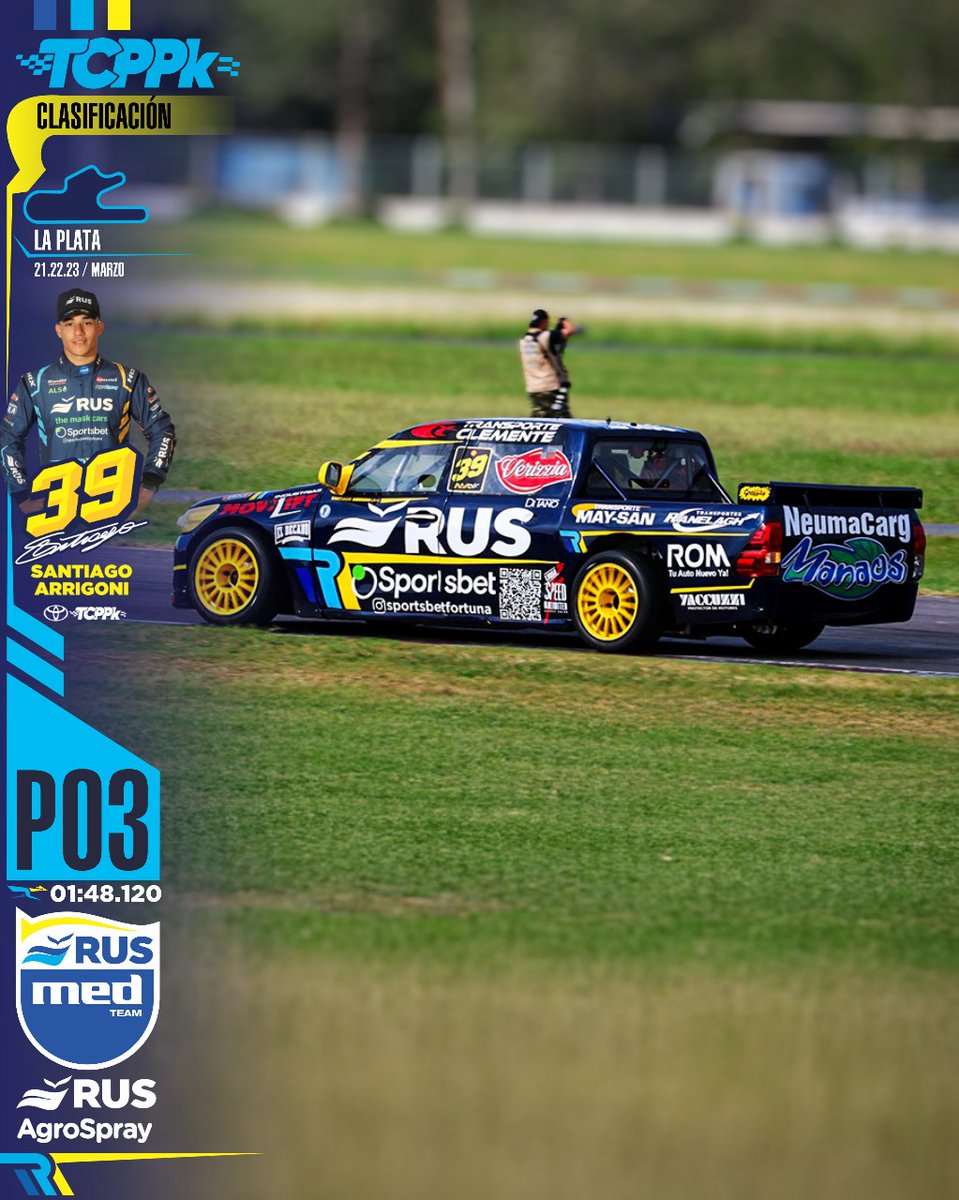 RusMedTeam's tweet photo. ✅️ CLASIFICACIÓN 
#TCPK #TCPPK

✔️ @Sanarrigoni
✔️ @tobiasmartiinez

🔷 @consultoramed 
@mauromedina74
@cruzzettiracing
@carlos_serpero

💙 #MasQueUnEquipo 
@ruseguros
@RUSDeportes
@AgroSprayAR
@WanderLub
@Exintrader
@AgriLiquid
#Verizzia
#SealInnovation
#Boero https://t.co/z8O7TlWw8r