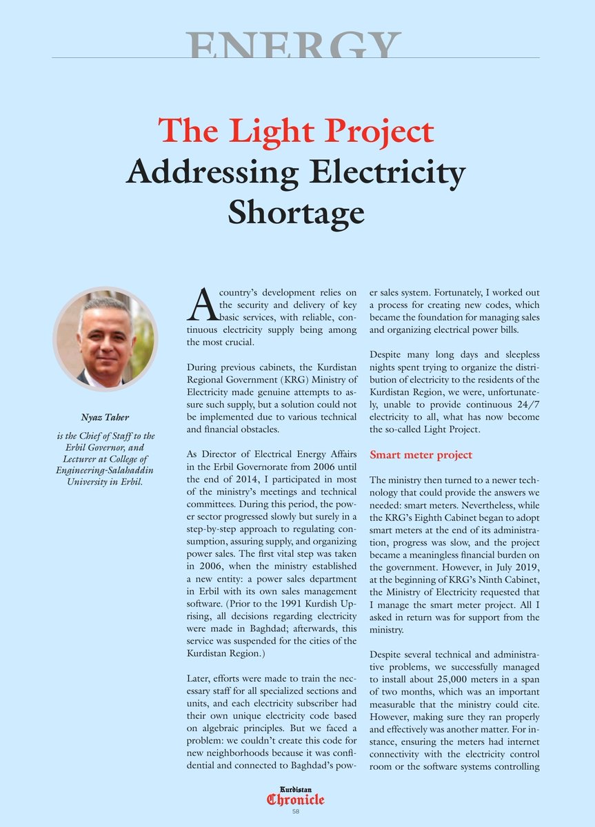 NyazAzeez's tweet photo. @KrdChronicle Issue 22 • 2025
Energy: The Light Project Addressing Electricity Shortage https://t.co/MhaDa3iSGL