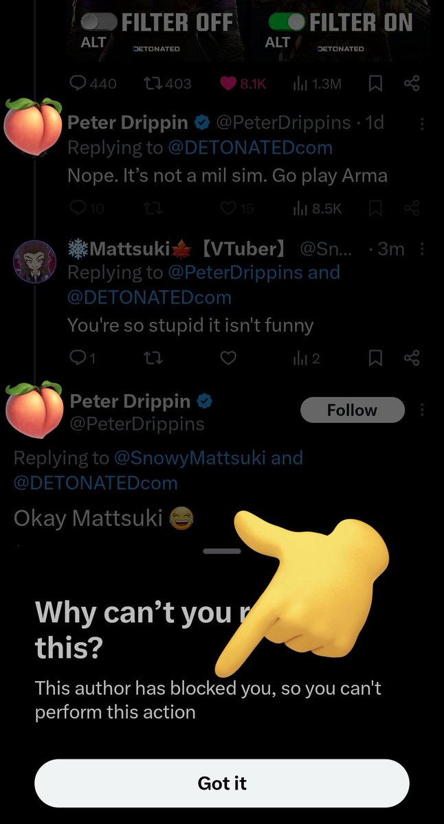 MattsukiSnowy's tweet photo. @PeterDrippins @SnowyMattsuki @DETONATEDcom Just so people know what happened... Yawn https://t.co/ETkxxuzpG7
