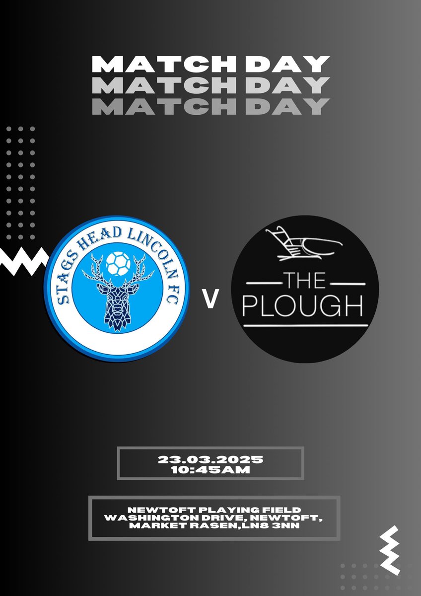 ❗️MATCH DAY❗️

Tomorrows fixture sees us turning our focus back to the league, playing away to Stags Head

Up the Plough🖤⚽️