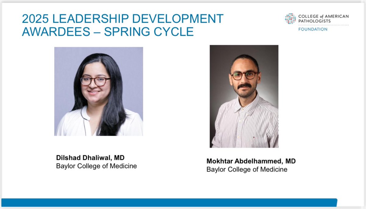 Hafsa Nebbache, MD (@nebbachehafsa) on Twitter photo Congratulations 🎊 to <a href="/ThePath_Mo/">Mokhtar Abdelhammed, MD</a> and <a href="/DrDilshadD/">Dilshad Dhaliwal</a> on receiving the Leadership Development Award from <a href="/CAPFndn/">CAP Foundation</a> !
Well deserved! 🌟 Congratulations 🎊 to <a href="/ThePath_Mo/">Mokhtar Abdelhammed, MD</a> and <a href="/DrDilshadD/">Dilshad Dhaliwal</a> on receiving the Leadership Development Award from <a href="/CAPFndn/">CAP Foundation</a> !
Well deserved! 🌟