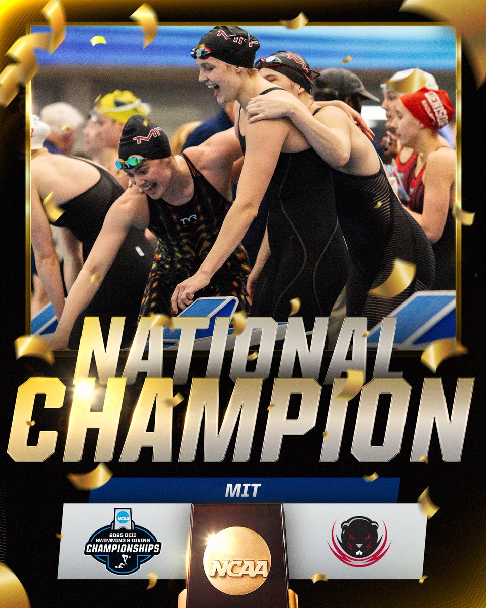 NCAA Division III (@ncaadiii) on Twitter photo 🥇 ENGINEERS CLOSE IT IN STYLE. 🥇
<a href="/MITAthletics/">MIT Athletics</a> takes the win in the 400 Free Relay, finishing the meet with a 3:19.03 and one more national title.
#WhyD3 ┃ #D3swim 🥇 ENGINEERS CLOSE IT IN STYLE. 🥇
<a href="/MITAthletics/">MIT Athletics</a> takes the win in the 400 Free Relay, finishing the meet with a 3:19.03 and one more national title.
#WhyD3 ┃ #D3swim
