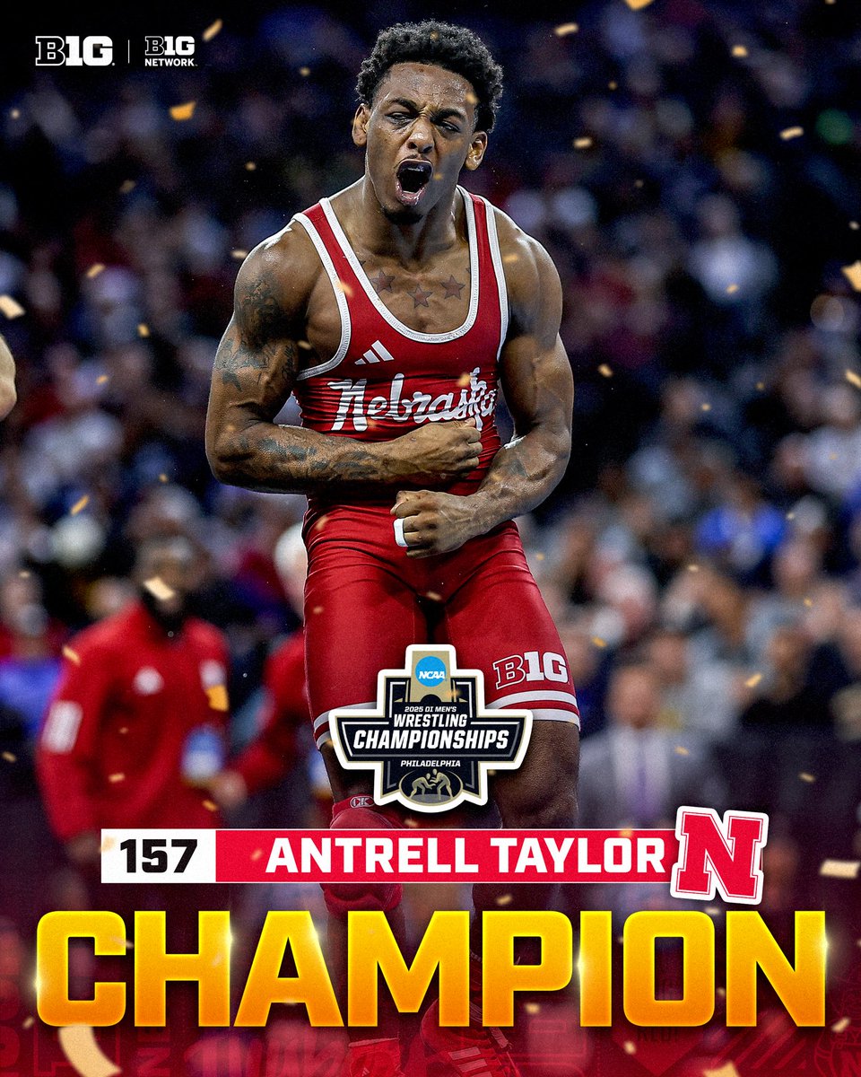Big Ten Wrestling (@b1gwrestling) on Twitter photo Another Nebraska National Champion 💥
Antrell Taylor secures the #NCAAWrestling title for <a href="/HuskerWrestling/">Nebraska Wrestling</a> at 157 lbs 👀
#B1GWrestling Another Nebraska National Champion 💥
Antrell Taylor secures the #NCAAWrestling title for <a href="/HuskerWrestling/">Nebraska Wrestling</a> at 157 lbs 👀
#B1GWrestling