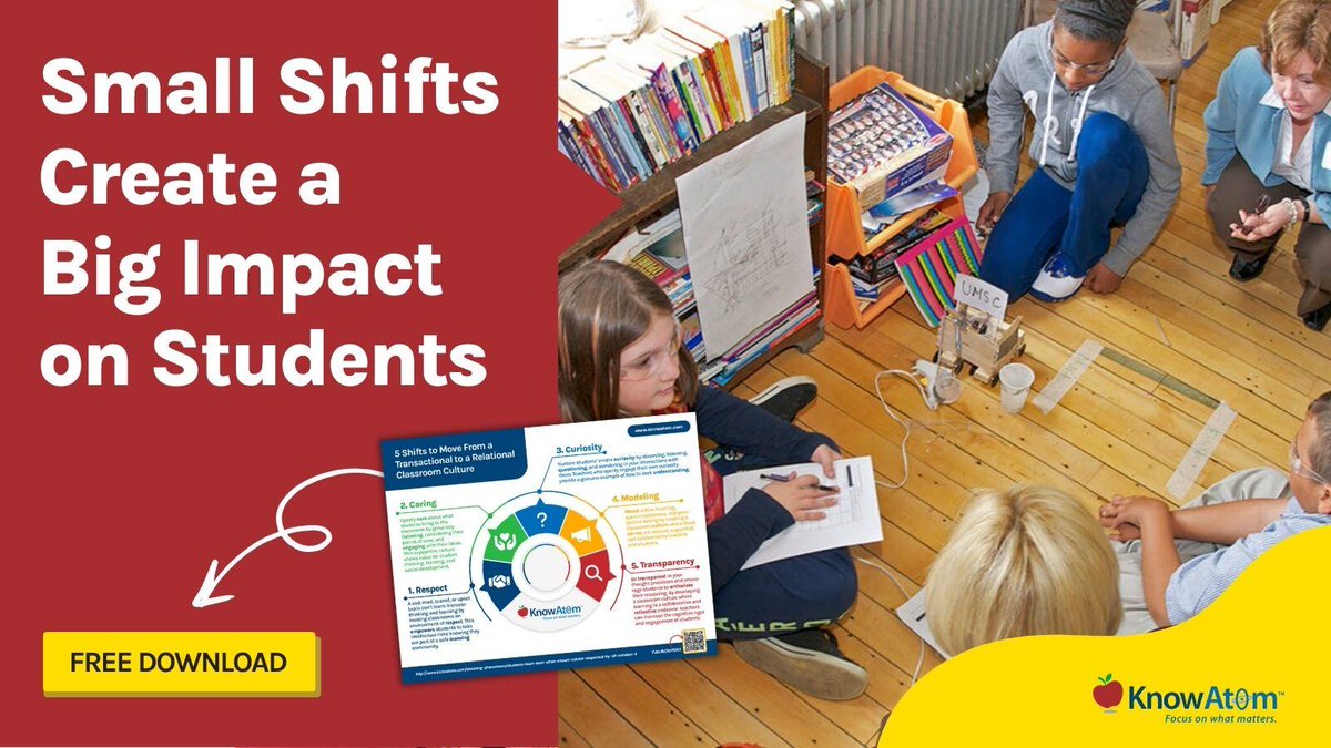 KnowAtom's tweet image. 🔍 Every student deserves to feel valued &amp;amp; engaged in the classroom.

This FREE one-page guide shares 5 simple shifts to build a more caring, connected learning environment. 

📥 Download now (it’s free!): hubs.li/Q03bpm9q0
 
#K12 #TeachingMindset #EdChat