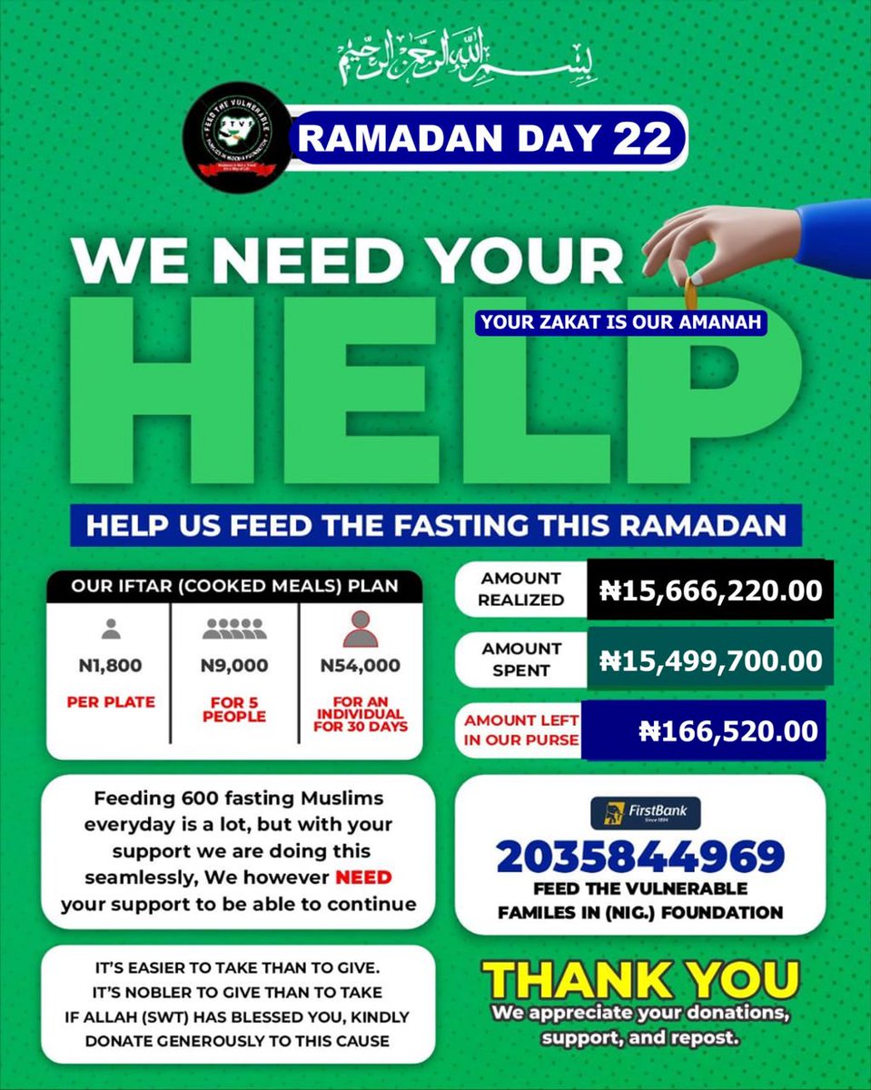 FTVF_Nigeria_F's tweet photo. When Allah [swt] is answering duas during one of the blessed nights of Laylatul Qadr, may yours be one of them

When he is forgiving people, may you be one of them

When he is showering his mercy and ❤️ down, may it land on you

Kindly say "Ameen," donate, &amp; please help repost 🙏 https://t.co/dc2KuYGmxs