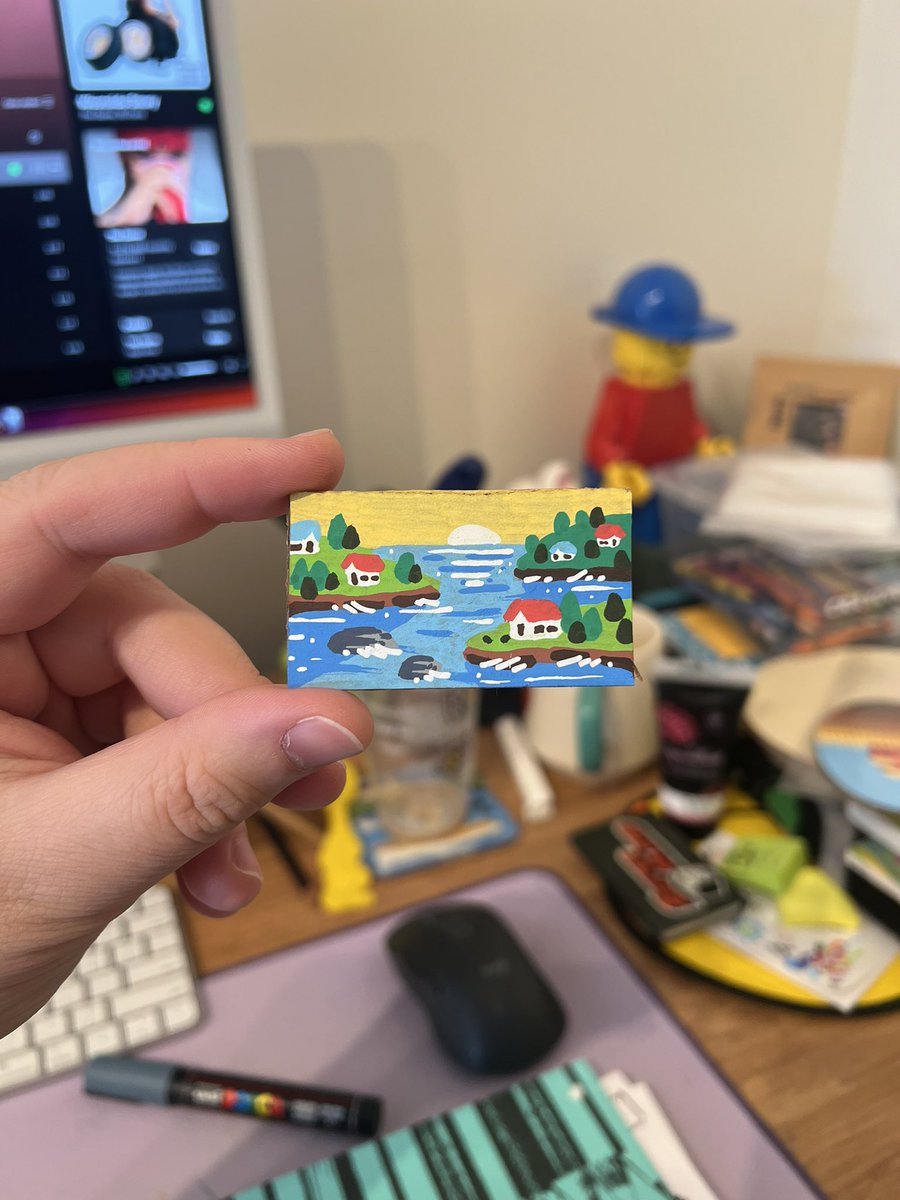 smol painting, on cardboard scrap