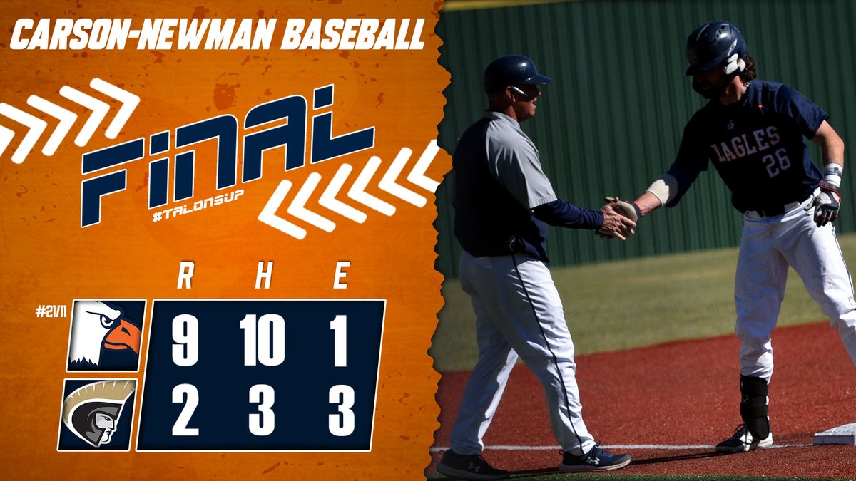 Carson-Newman Athletics (@cn_eagles) on Twitter photo 🧹🧹🧹
Eagles break out the brooms for the second weekend in a row on the road‼️‼️
🦅 <a href="/CNBaseball/">Carson-Newman Baseball</a> 9
⚔️ <a href="/AUTrojansbsbl/">Anderson Baseball</a> 2
FINAL 🧹🧹🧹
Eagles break out the brooms for the second weekend in a row on the road‼️‼️
🦅 <a href="/CNBaseball/">Carson-Newman Baseball</a> 9
⚔️ <a href="/AUTrojansbsbl/">Anderson Baseball</a> 2
FINAL