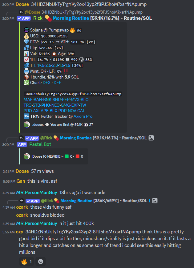 PastelAlpha's tweet photo. Of course Morning Routine couldn't wake up until the morning. Good catch &amp; discussion by various Pastel members!

$Routine 59k > 6.2m https://t.co/psurKM5aBT