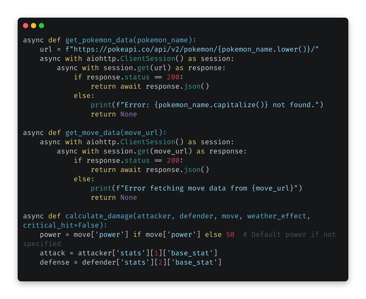 aialchemist_dev's tweet image. The #PokeAPI is awesome. Seamlessly integrates extensive #Pokemon data into my Python project, a Pokémon battle simulator.
Streamlined coding with powerful results. #TechMeetsPokemon