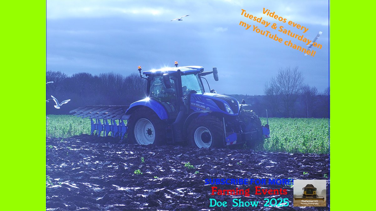 TheFarmer123YT's tweet image. Farming Events - Doe Show 2025: Ploughing with New Holland T6.175 Lemken 7 furrow plough. Video live on my channel - Check it out youtu.be/UO52mTYGi_0 Thanks! @ErnestDoeSons #DoeShow #NewHolland #NH #NewHollandT6 #Lemken #Ploughing #Farming #FarmingPhotography #Agriculture