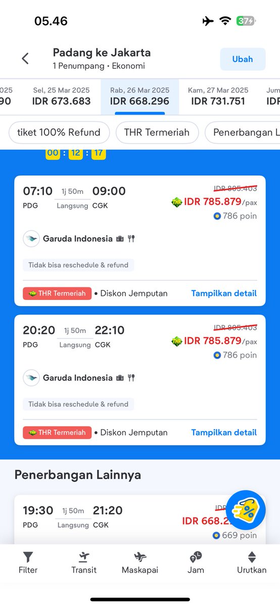 pikans_'s tweet photo. Tiket pdg-jkt murah nya ngk main2 wkwk. Udah dapat garuda lagi dengan budget segini https://t.co/R63WTkKqhS