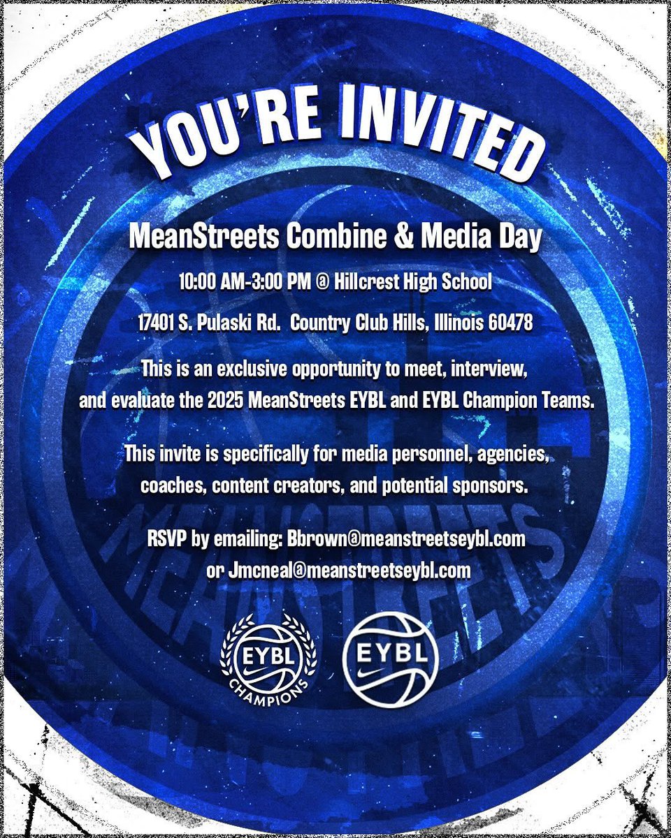 Nike Meanstreets (@meanstreetseyb) on Twitter photo Weâre excited to welcome Klutch Sports to our Combine/Media Day tomorrow at Hillcrest H.S. from 10 AM â 3 PM
<a href="/KlutchSports/">KLUTCH Sports Group</a> , known for representing some of the top athletes in the world, will be in the building to scout and engage with the next generation of elite talent. Weâre excited to welcome Klutch Sports to our Combine/Media Day tomorrow at Hillcrest H.S. from 10 AM â 3 PM
<a href="/KlutchSports/">KLUTCH Sports Group</a> , known for representing some of the top athletes in the world, will be in the building to scout and engage with the next generation of elite talent.