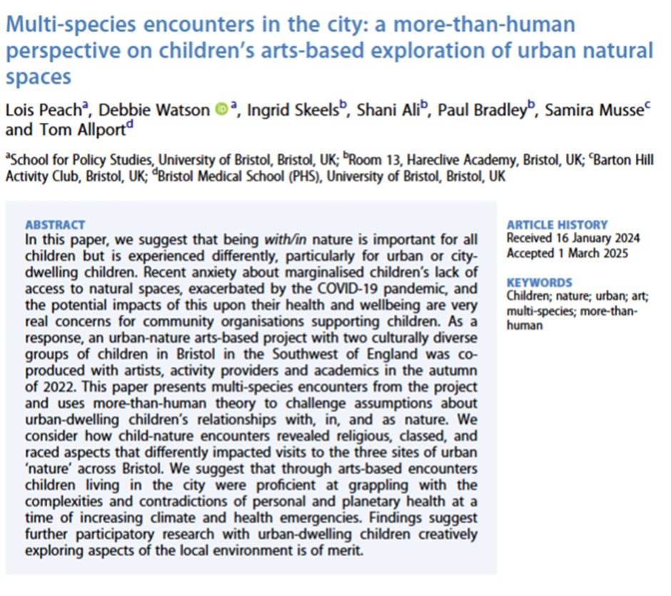 Children's Geographies (@childrensgeogs) on Twitter photo Recent publication in <a href="/ChildrensGeogs/">Children's Geographies</a> suggesting 'that being with/in nature is important for all children but is experienced differently, particularly for urban or city-dwelling children.' #children #nature #morethanhuman
doi.org/10.1080/147332… Recent publication in <a href="/ChildrensGeogs/">Children's Geographies</a> suggesting 'that being with/in nature is important for all children but is experienced differently, particularly for urban or city-dwelling children.' #children #nature #morethanhuman
doi.org/10.1080/147332…