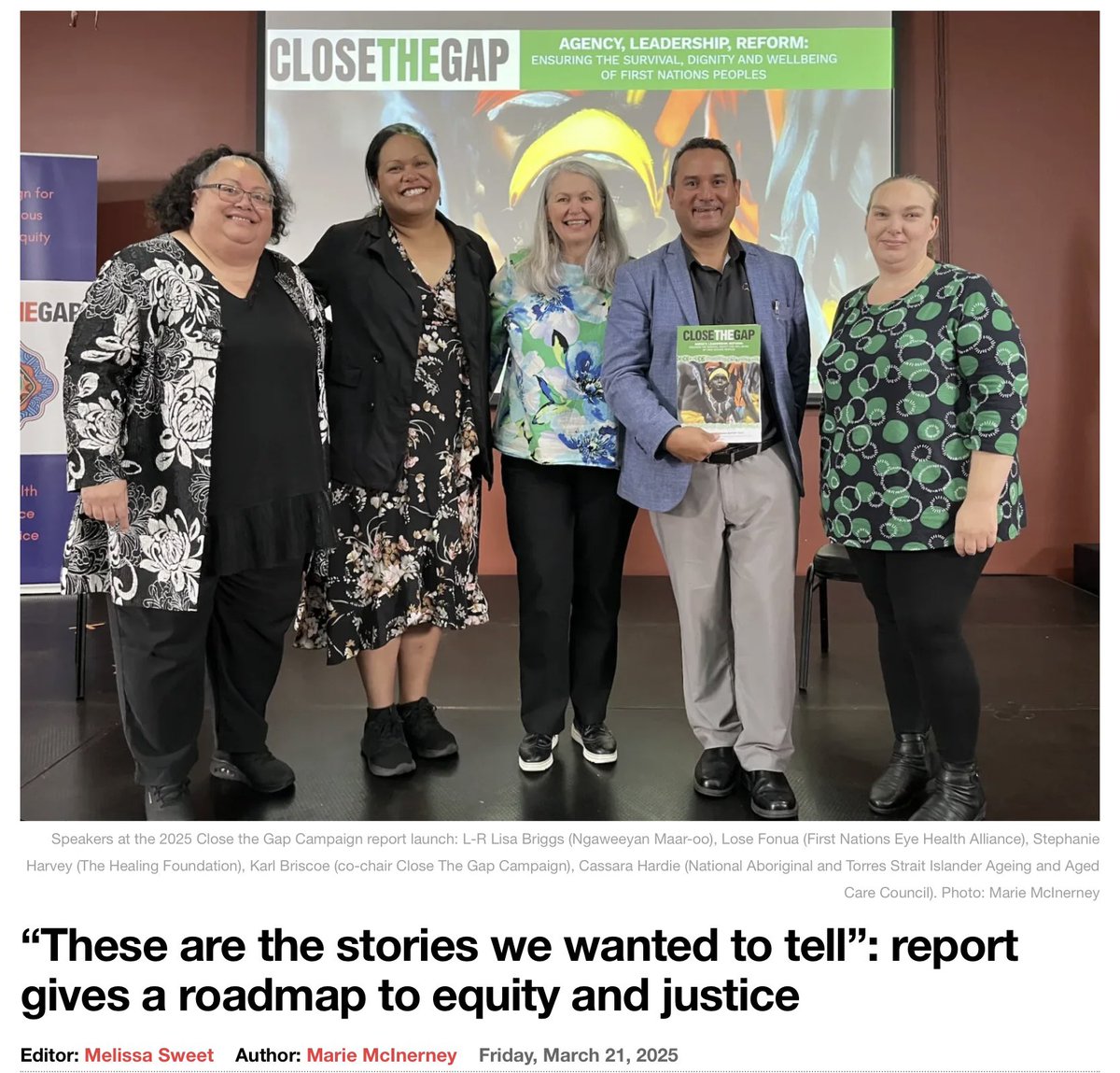 The latest Close the Gap report highlights work across Australia that is delivering real change for Aboriginal and Torres Strait Islander people and communities, the launch event was told this week 

Roadmap to equity, justice

Case studies in the report highlight work across