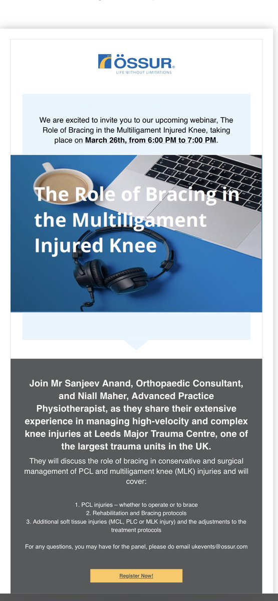 Hoping for some useful discussions on the multiligament injured knee. 
To register- events.teams.microsoft.com/event/e0a2223c…