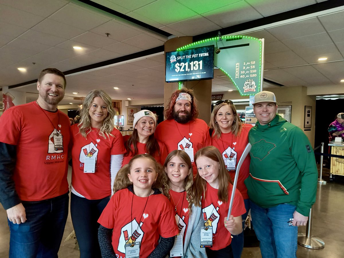 Ronald McDonald House Charities, Upper Midwest (@rmhuppermidwest) on Twitter photo These rockstar volunteers raised $21,131 at today’s <a href="/mnwild/">Minnesota Wild</a> game 💰and the Wild won! 🏒❤️🏒 It was a pretty solid day in the State of Hockey. 😎 Thx to the <a href="/WildGivesBack/">Minnesota Wild Gives Back</a> for another awesome Split the Pot! These rockstar volunteers raised $21,131 at today’s <a href="/mnwild/">Minnesota Wild</a> game 💰and the Wild won! 🏒❤️🏒 It was a pretty solid day in the State of Hockey. 😎 Thx to the <a href="/WildGivesBack/">Minnesota Wild Gives Back</a> for another awesome Split the Pot!