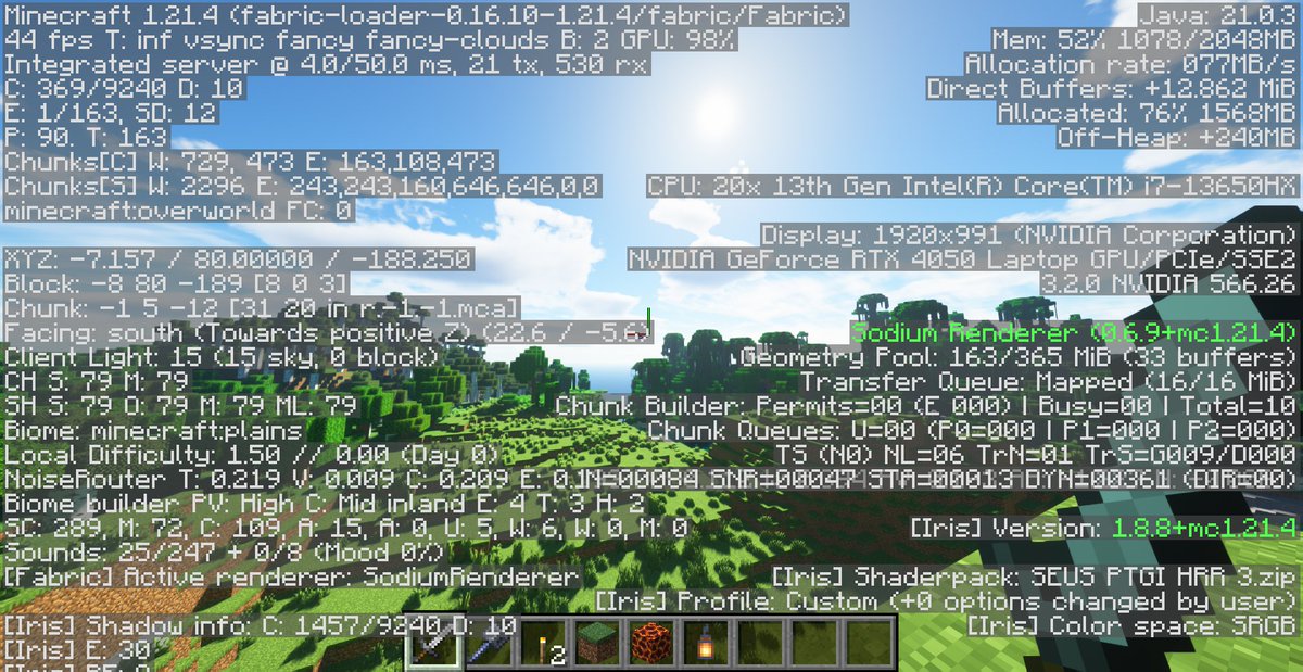 GLshading's tweet photo. SEUS PTGI HRR 3 works well keeping 45 fps on my laptop. https://t.co/wckSwL3Ttc