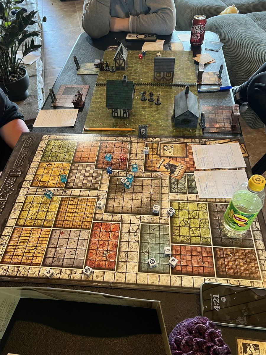 Some HeroQuest this afternoon!  The heroes had to clear the village of orc and goblin filth before entering the dungeons.