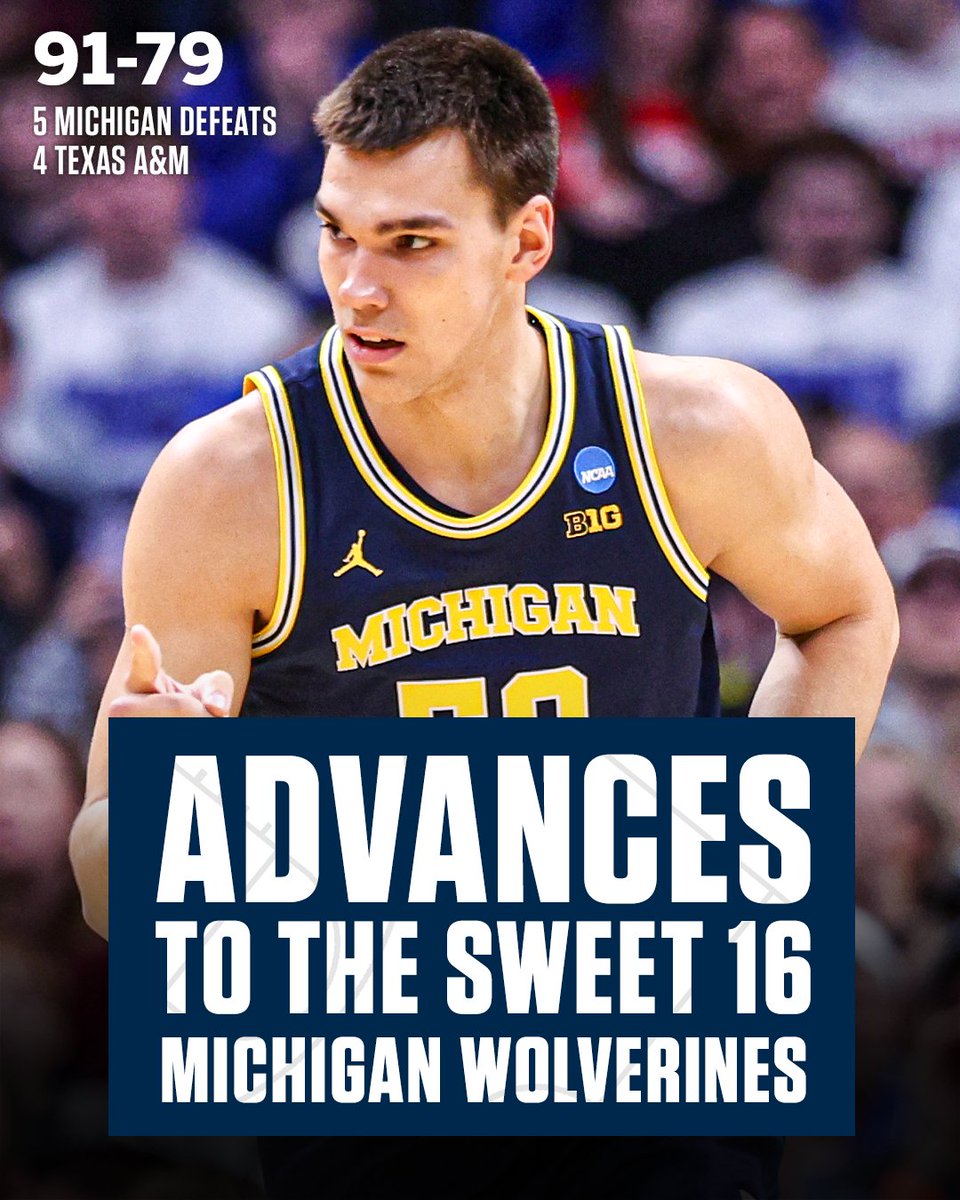 SWEET 16 BOUND‼️

Michigan is headed to the Sweet 16 for the EIGHTH time since 2013 🔥