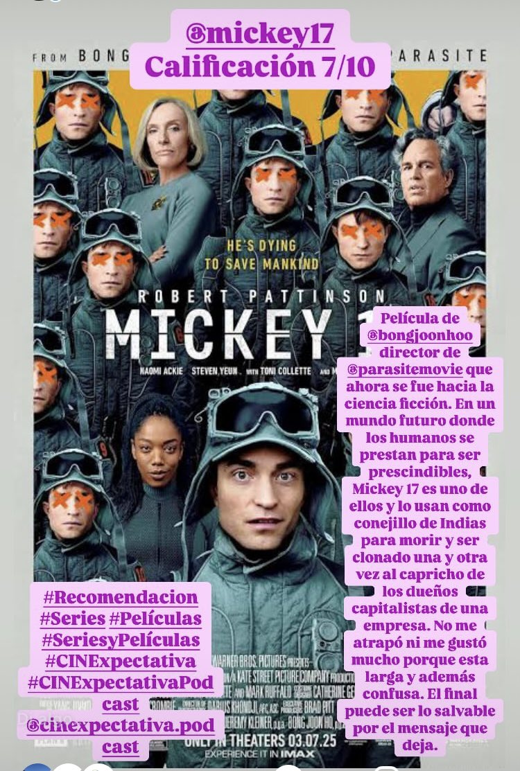 Aquí tienen unas recomendaciones, o mejor ni las vean, cinéfilas y seriéfilas para el fin de semana, me cuentan si ven alguna 
#Recomendación
#Series #Películas
#SeriesyPelículas
#CINExpectativa
#CINExpectativaPodcast