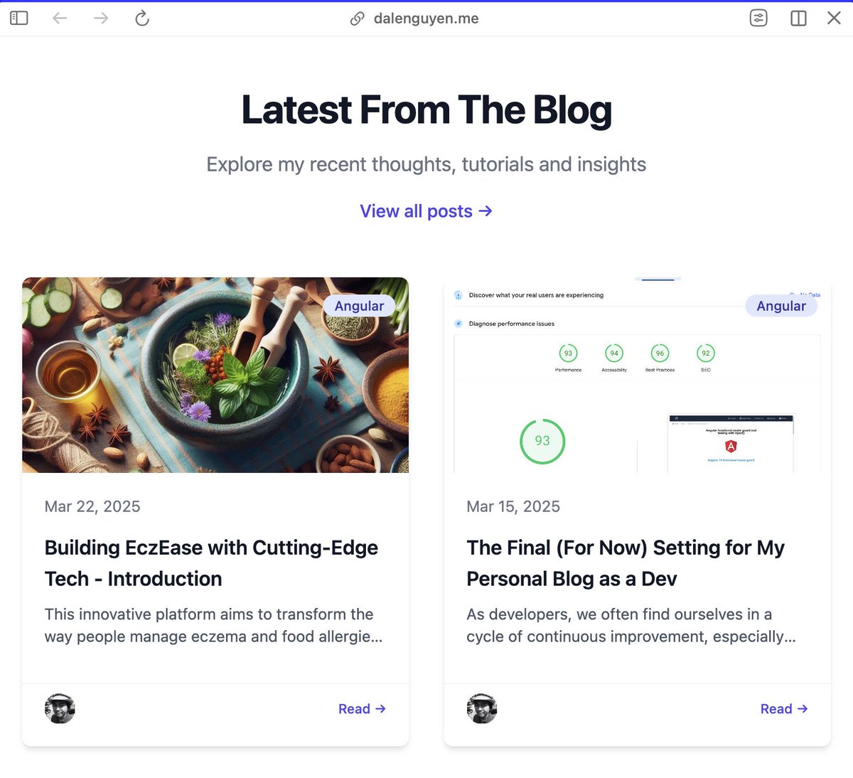 dale_nguyen's tweet image. Small improvement this week for my personal website.
A small section for Latest From The Blog 😁
dalenguyen.me
#angular #analogjs