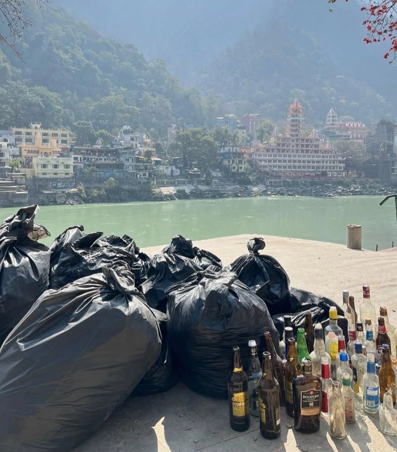 This photo is from the Himadri Foundation which removes liquor bottles thrown by 'tourists, campers, rafters etc.' into Ma Ganga at Rishikesh. AT RISHIKESH! This is the face of 'tourism' in India as summer comes again. This ugliness must stop. Save Devbhoomi, Save Ma Ganga.