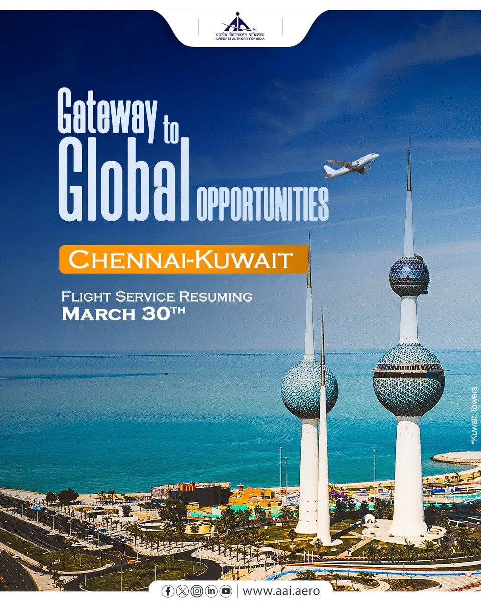 AAI_Official's tweet image. #AAI - Connecting Nations, Uniting Cultures!

As the gateway to Southern India, #ChennaiAirport @aaichnairport continues to expand its #FlightConnectivity to meet the rising demand of #AirTravellers in the region. In line with this growth, @IndiGo6E Airlines is set to resume