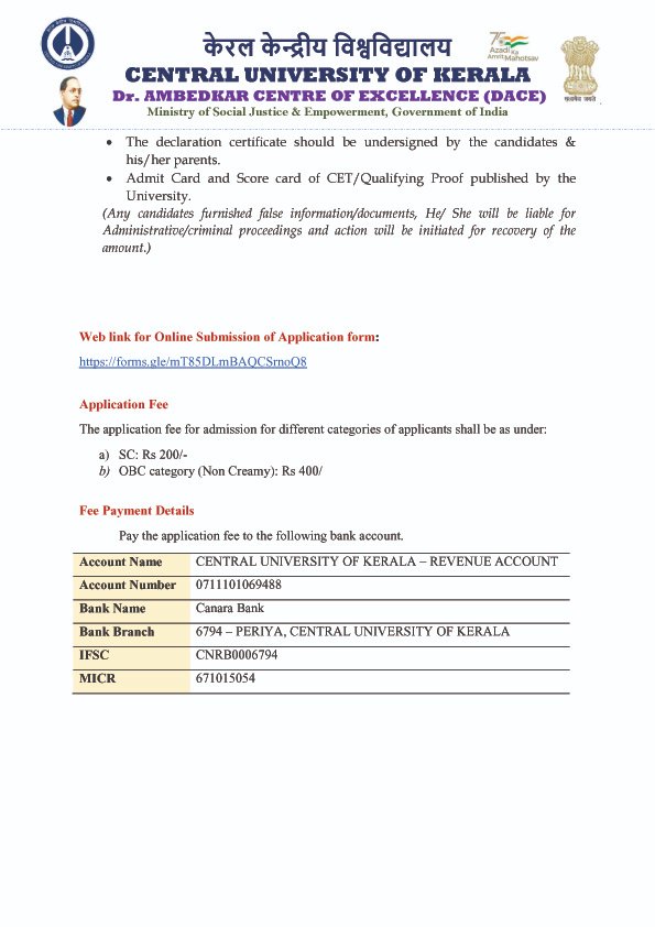 Applications are invited from eligible SC and OBC candidates for free Civil Services coaching at the Dr. Ambedkar Centre of Excellence (DACE), CUK. 
Last Date for Online Application: April 17, 2025
For details, visit: cukerala.ac.in

#civilservice
#upsc