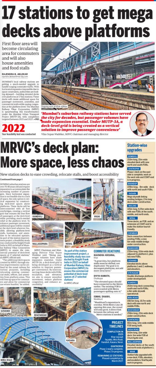 MrvcLtd's tweet photo. Mumbai’s 17 suburban stations are getting a major upgrade! under #MUTP 3A 🚆✨ to ease congestion, improve commuter convenience, and enhance accessibility. More space, better amenities, seamless movement! #MumbaiLocal #RailwayUpgrades https://t.co/CbKznwd3I9