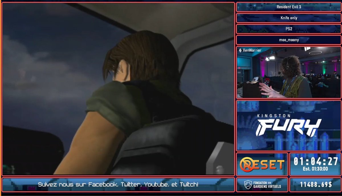Hourra moo_moony pour ton succès lors de Resident Evil 3. Ne manquez pas Visage à venir. | Big congrats to moo_moony for conquering Resident Evil 3. Get ready for the thrilling Visage👏 #speedrun #marathon #charity #noreset