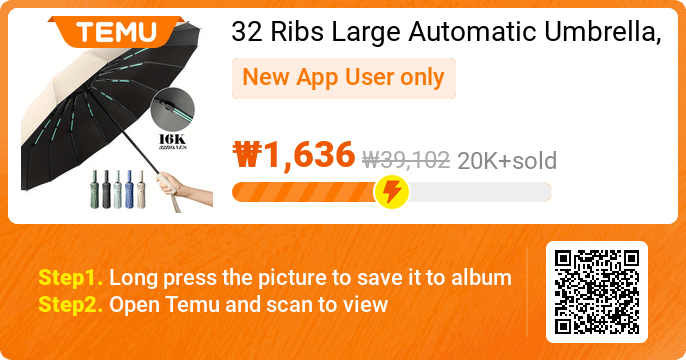 32 Ribs Large Automatic Umbrella, Portable Windproof Business Folding Umbrellas, Rain Or Shine Dual-use Umbrella
🎉 Exclusive deal[₩1,636] -95%
👉 item link: temu.to/k/uv5jghjxxft
⚠️ Every New App User can only enjoy once