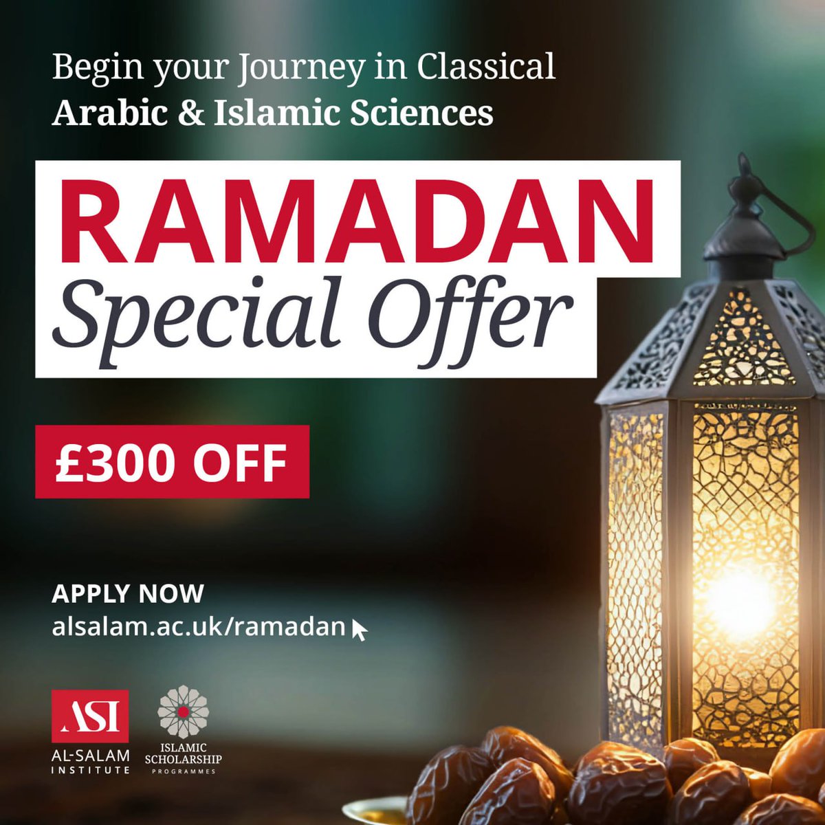 Make This Ramadan Count — Invest in Your Islamic Studies

Applications are now open at Al-Salam Institute for our Foundation Year, Arabic Immersion Programme, Quran Study Programme, and Alimiyyah Programme. Whether you're just starting out or looking to deepen your understanding,