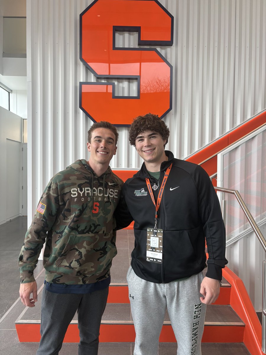 Seamus McIntyre 5⭐️ (@mcintyre_s12448) on Twitter photo Had such a great time at <a href="/CuseFootball/">Syracuse Football</a> spring practice today! Immensely grateful to <a href="/CoachWCoale/">William Coale</a> and <a href="/RickyBrumfield/">Coach B</a> for taking the time to tell me about Syracuse! Can’t wait to be back!!!
<a href="/NewHamptonFB/">Football | New Hampton School</a> <a href="/gridiron55/">Ed Kiley</a> <a href="/tjillson21/">Tanner Jillson</a> <a href="/HKA_Tanalski/">Adam</a> Had such a great time at <a href="/CuseFootball/">Syracuse Football</a> spring practice today! Immensely grateful to <a href="/CoachWCoale/">William Coale</a> and <a href="/RickyBrumfield/">Coach B</a> for taking the time to tell me about Syracuse! Can’t wait to be back!!!
<a href="/NewHamptonFB/">Football | New Hampton School</a> <a href="/gridiron55/">Ed Kiley</a> <a href="/tjillson21/">Tanner Jillson</a> <a href="/HKA_Tanalski/">Adam</a>