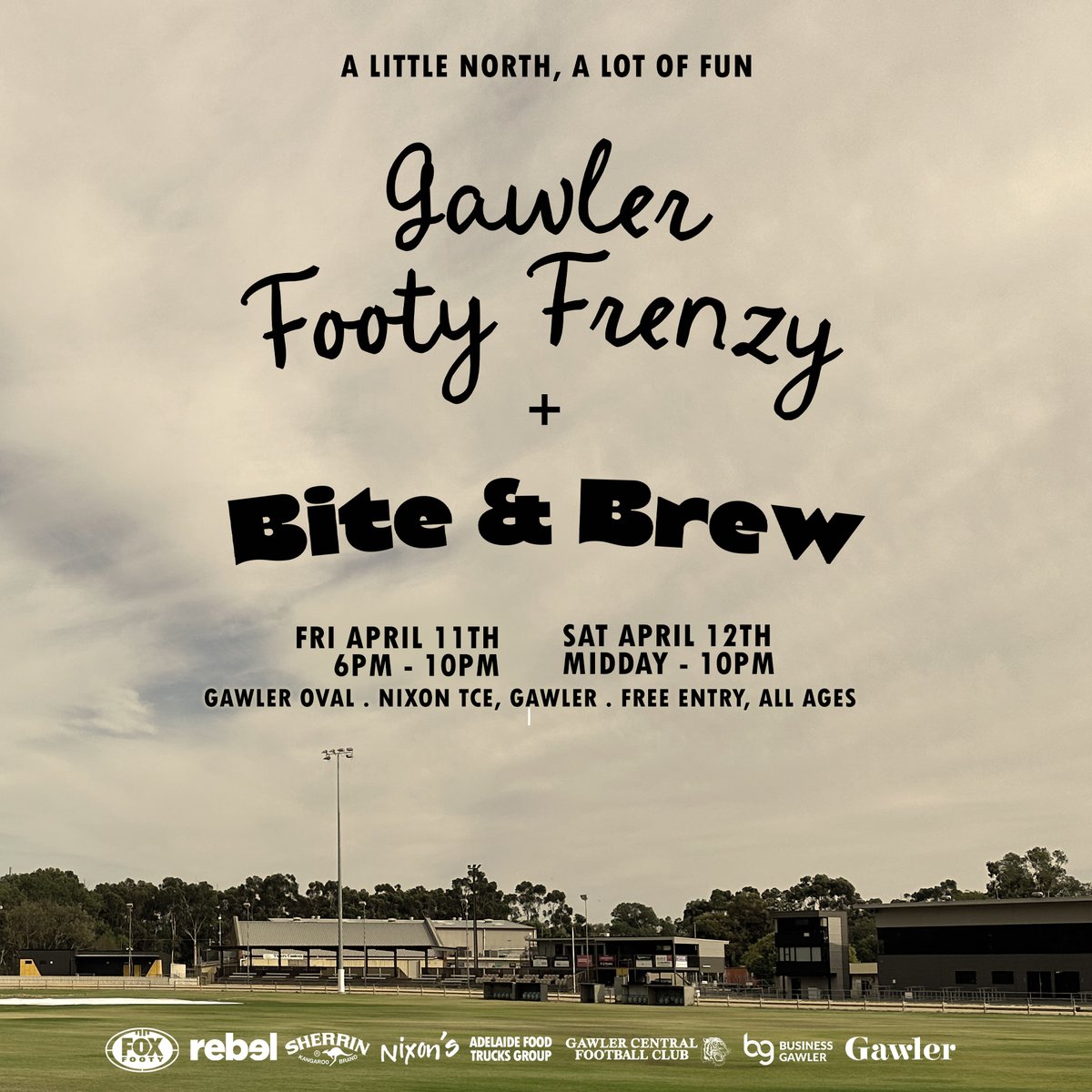 Mark your calendar for an epic weekend of footy, food, and fun at Gawler Oval! 

For more information, visit gawler.sa.gov.au/about-gawler/l…

#GawlerFootyFrenzy