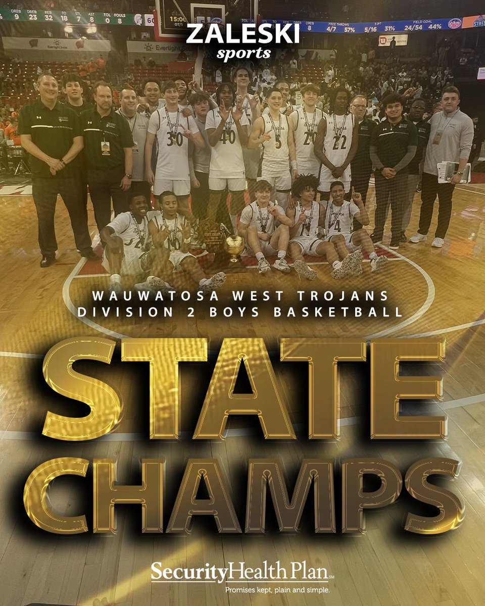 Congratulations to the Wauwatosa West Trojans for winning the Division 2 state championship over the Racine Park Panthers, 60-57.