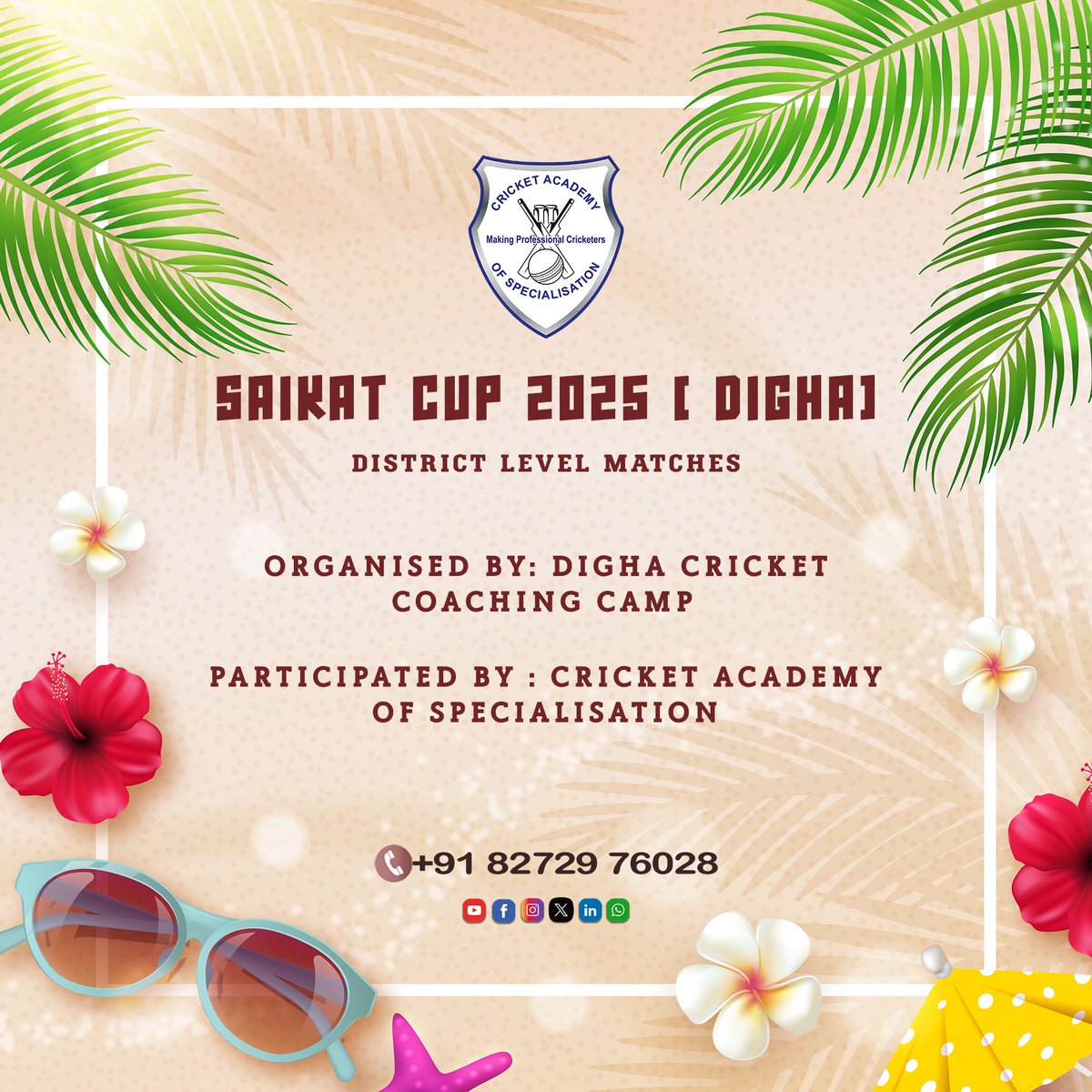 CSpecialisation's tweet photo. ✈️Tour and Tournament of Saikat Cup 2025 starting on 7th April 2025 at Digha!! ✈️
Join us to get the best version of yourself🏏🔥✅
@caospecialisation 
.
.
.
 #tournaments  #tournament #cas #bestcricketacademy #joinus #join #cricketlovers #cricketlover #digha #dighabeach https://t.co/cvMkyKLHWK