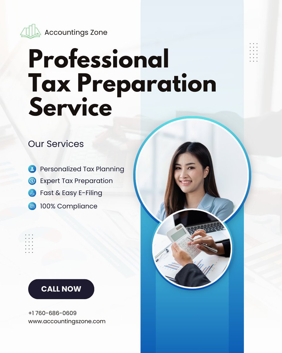 accountingszone's tweet photo. 🧾 Tax season stressing you out? We’ve got your back! 💼

✅ Personalized Tax Planning
✅ Expert Tax Preparation
✅ Fast &amp; Easy E-Filing
✅ 100% IRS Compliance

📞 Call +1760-686-0609 or visit https://t.co/iV7CBY8Bgv today!

💥 Let’s make taxes simple, fast, and stress-free! 💥 https://t.co/WjFLYqeT4q