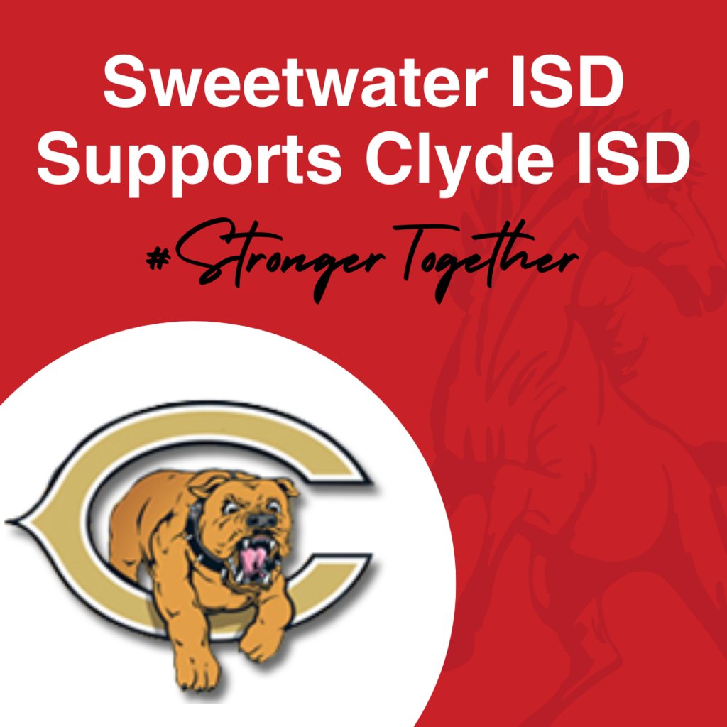 Our Sweetwater ISD family extends support and sympathy to Clyde ISD following the tragic accident Friday evening involving several of their students who were traveling to Merkel for baseball and softball games. #strongertogether