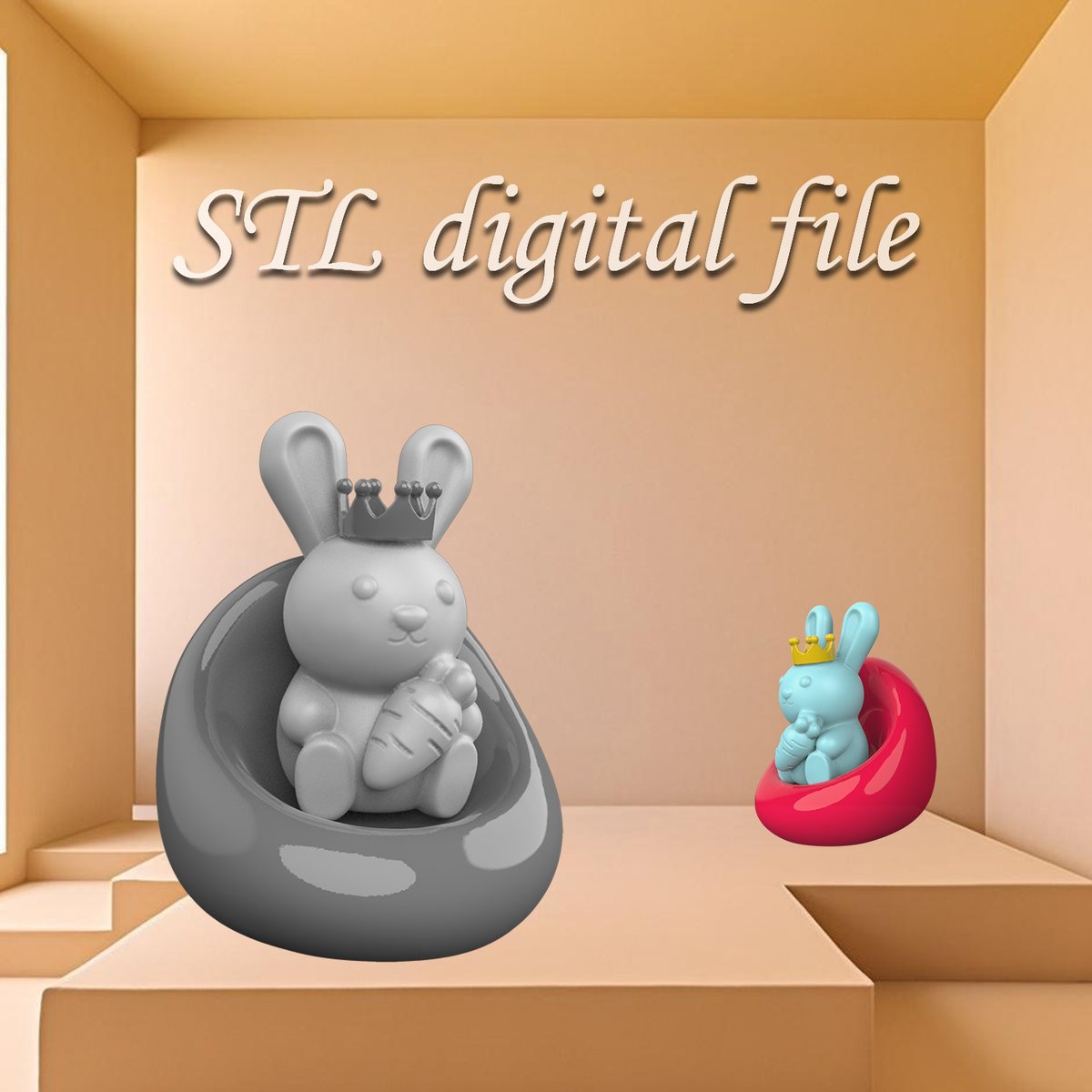 Design7thDim's tweet photo. Cute Crown Bunny on Sofa 3D STL File Set - Adorable Printable Decor &amp; Small Item Holder for Home, Kid Room, Party, Gift, DIY Project https://t.co/CwoZguz0WY #3dprinting #bunnydecor #3dprintfile #stlfile #cutedecor #smallitemholder #crownbunny #homedecor #kidsroomdecor https://t.co/SGxWoHfzpS