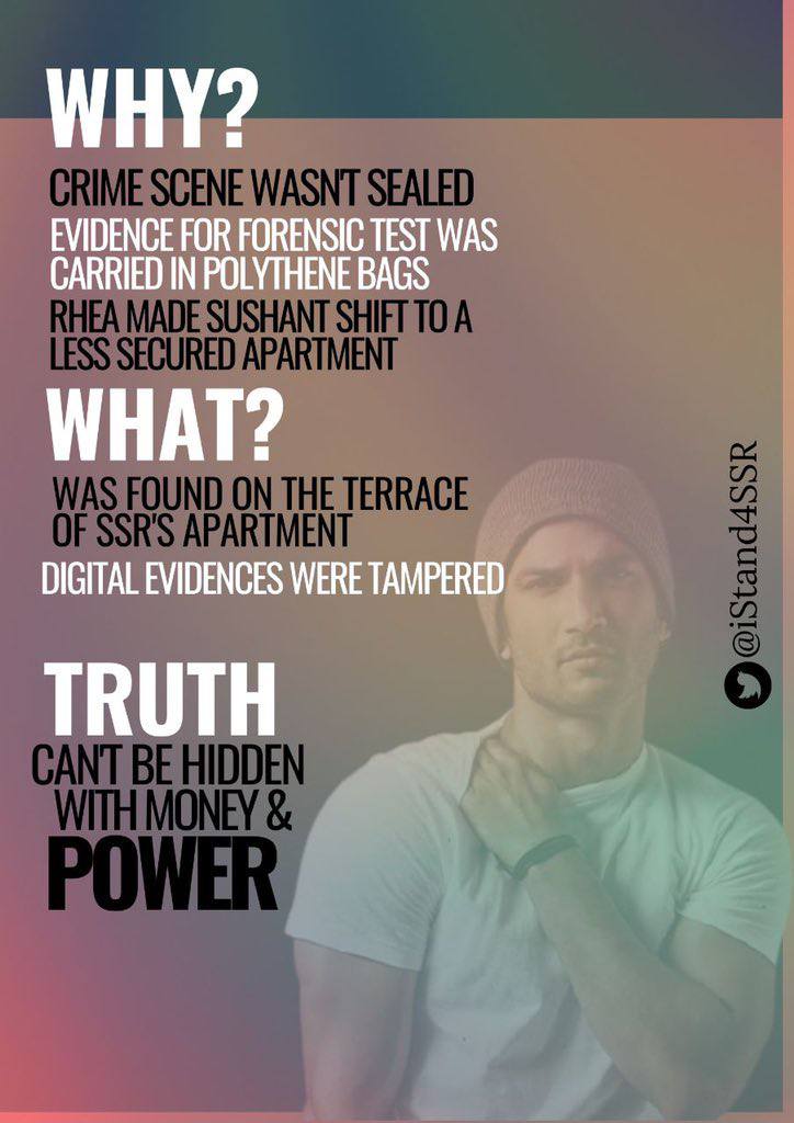 How Evidences tampered means lack of evidences instead of questioning those who Tampered evidences ?
Why CCTV switched off on 13 -14 June ?
Why crime scene not sealed?
What has CBI investigated by ignoring such crucial facts ?
No Parallel To SSR Case
#JusticeForSushantSinghRajput