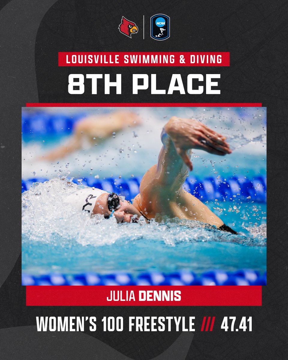 Continuing to rack 'em up 🏆

Julia Dennis is a First Team All-American in the 100 free with an eighth-place finish!

#GoCards x #ForTheVille