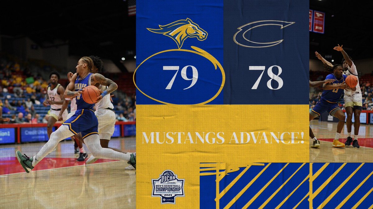 MUSTANGS ADVANCE! 

The #20 Mustangs advances to the next round of the 2025 NJCAA Div. 1 Men’s Basketball Championship after winning an overtime battle against #13 Chipola College, 79-78! 

#GoHereGrowHere
