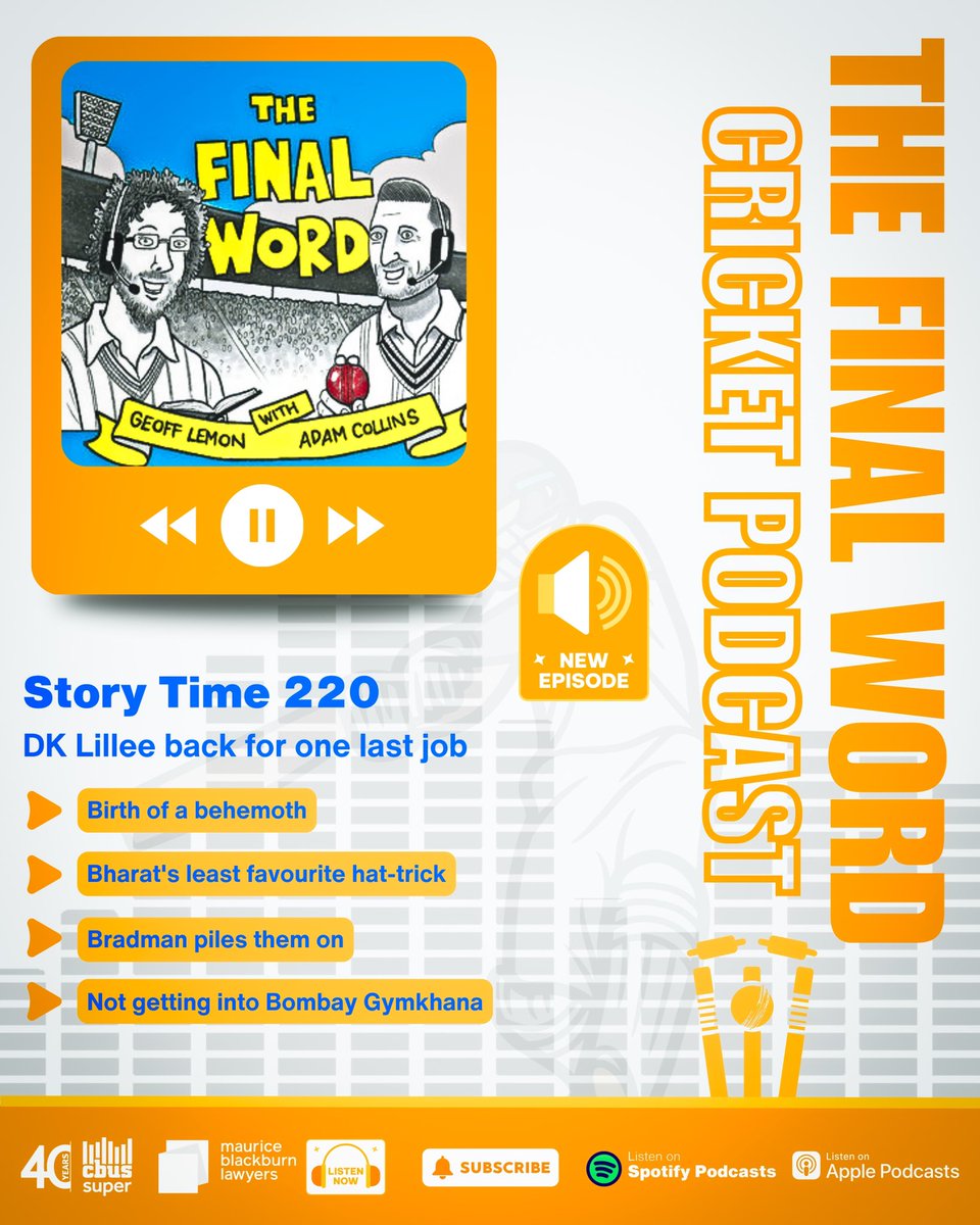 Final_Word_Pod's tweet image. 🚨 @beastieboy07 joins @GeoffLemonSport for Story Time this week!

Story Time 220 is available now 😊

🎧 Listen 👉 linktr.ee/thefinalword

#FinalWord 🏏 | @YouCanCountOnMB