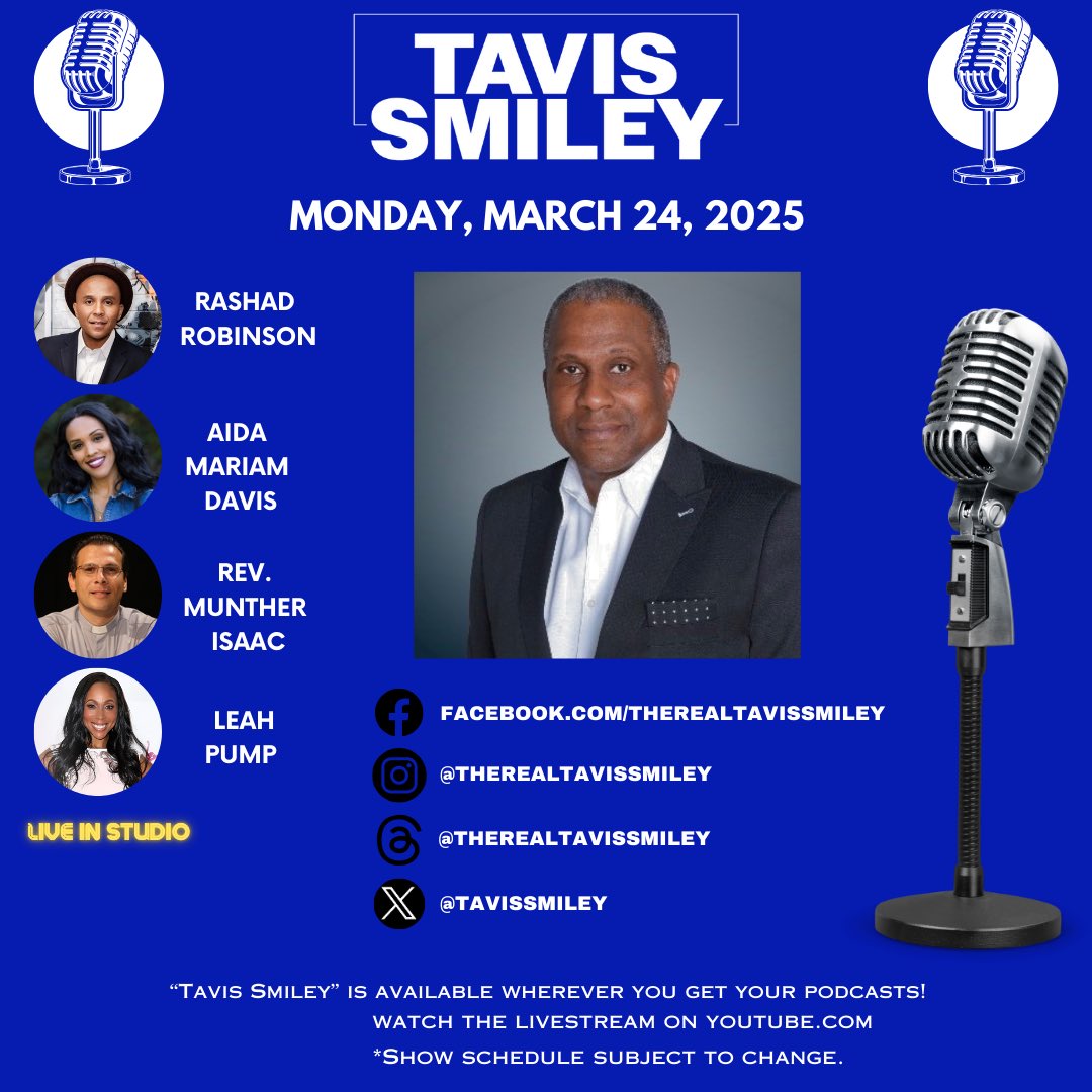 tavissmiley's tweet photo. #kbla1580 #unapologeticallyprogressive #tavissmileyshow #tavissmiley #realtavissmileyshow #rashadrobinson #aidamariamdavis #muntherisaac #leahpump #ladylikefoundation #womenshistorymonth2025 #gaza #blackwomenshistory #colorofchange https://t.co/TRi0j5mAQI