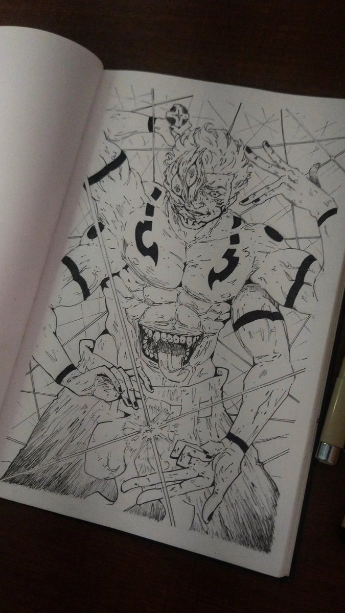diellomeira's tweet photo. Sketchbook pt. 3, Ryomen Sukuna from Jujutsu Kaisen https://t.co/7c4KB7t7p7