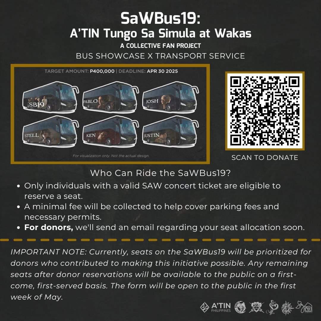 casa_sinag's tweet photo. “Pa'no hahawakan ang pangarap, kung maduduwag ka lang sa pahamak?” 🚌✨

Kalahati na tayo sa pag-abot ng pangarap na #SaWBus19, pero hindi tayo pwedeng huminto rito! Heto na, heto na, kailangan nating maniwala at kumilos para matapos ang byahe! 

Donate here : https://t.co/Sz7AWZu9wO

Follow us for updates:
@SB19_ATINph
@thepablohouses
@JCSDGuild
@stellhouses
@casa_sinag
@AngAmingJAHanan

@SB19Official #SB19
#SimulaAtWakas
#SB19SaW #SaWWorldTour
#SaWWorldTourKickoff