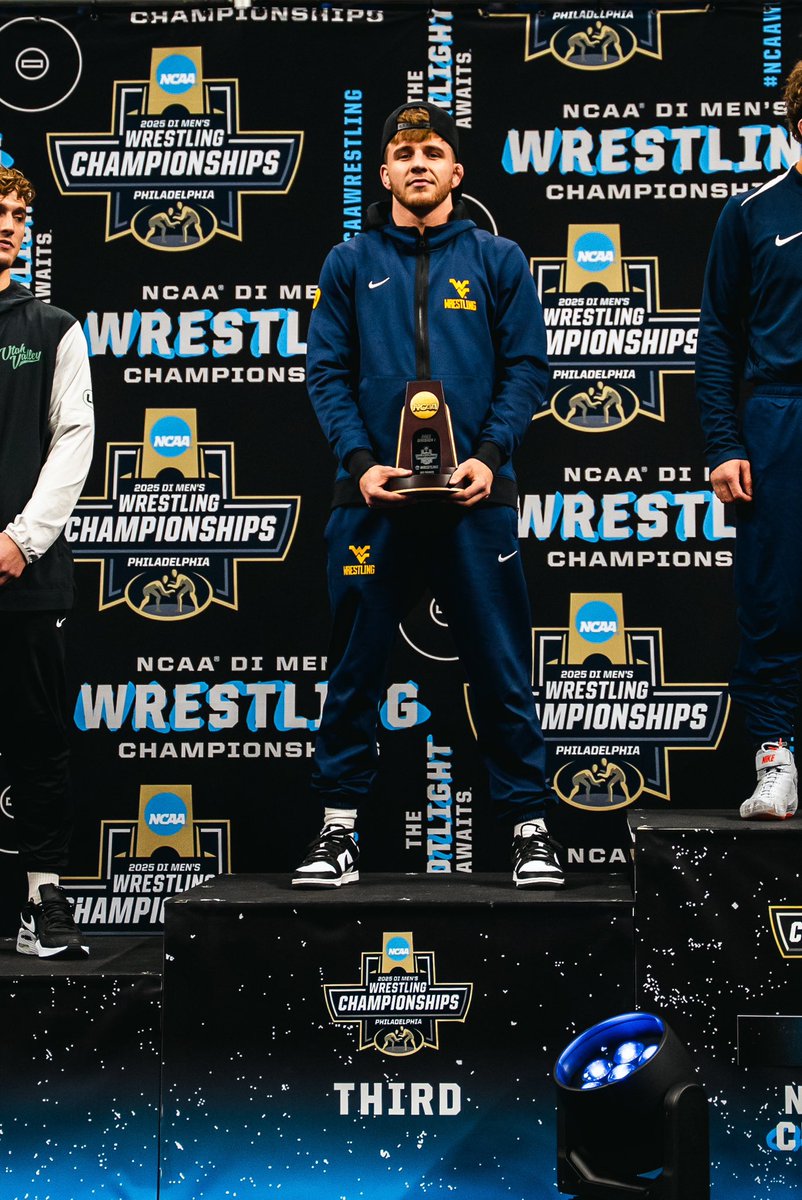 WVUWrestling's tweet photo. Ending a legendary career on the podium 🥉

#HailWV | #NCAAWrestling https://t.co/siWlxuE1Uw