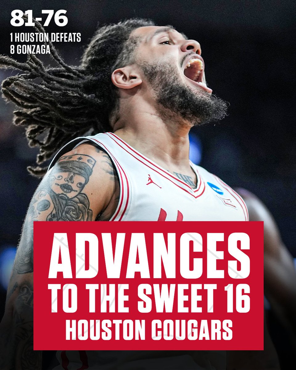 HOUSTON ADVANCES ➡️ 

The Cougars are headed to their sixth straight Sweet 16 🏀
